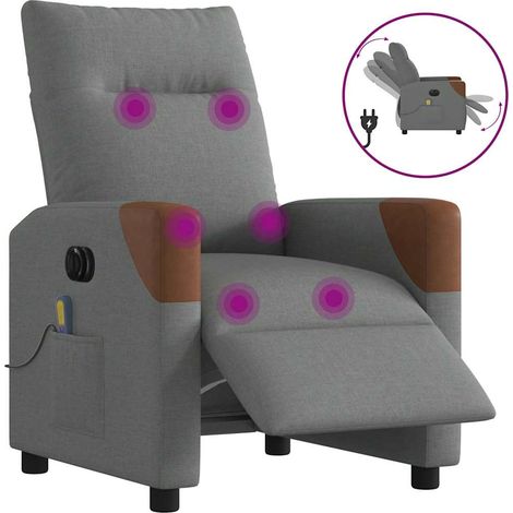 Massagesessel Elektrisch Dunkelgrau Stoff