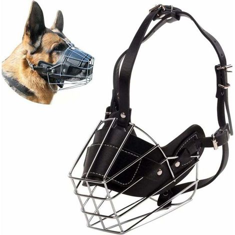 L Muselière pour Chien Métal Museau Chien Museliere Anti Aboiement Anti Morsure Réglable pour Chien Grand Moyen Petit (1/4)