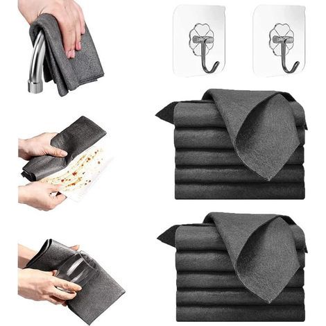 10 Chiffons Magiques Épais – Microfibre Ultra Absorbant Réutilisable 30cm (1/5)
