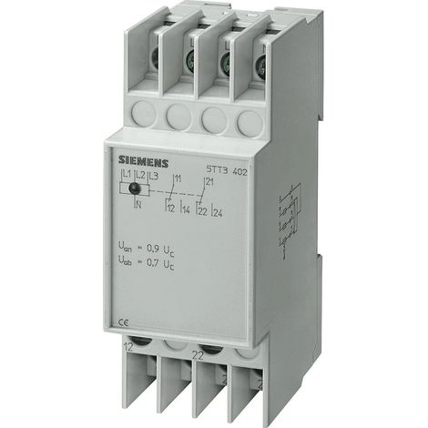 Siemens Relé de tensión T5570 AC 230/400V 2W 0,85/0,95 con tapa transparente, 5TT3403
