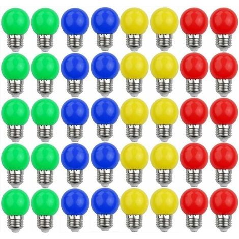 Ampoule LED Couleur E27 , Ampoules LED colorées , Lumière Décorative et Design 240 Lumens AC220V-240V Lampe de Décoration Couleurs Mélangées Rouge Jaune Bleu Vert (1/5)