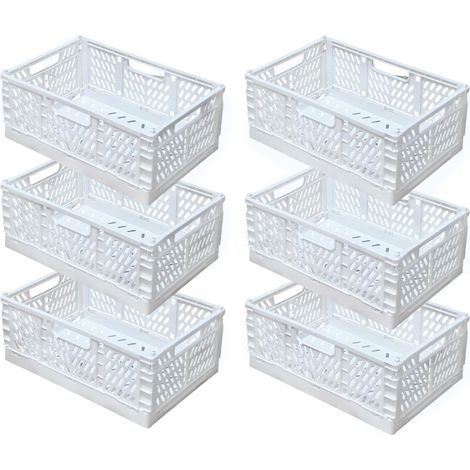 Lot de 6 boîtes pliantes - Boîtes de rangement pliables et portables - Pour cuisine, salle de bain, bureau, chambre à coucher (blanc, 30 x 20 x 12 cm) (1/5)