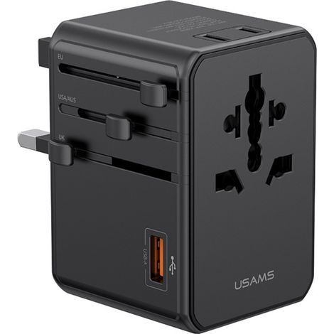 Caricabatterie da viaggio universale USAMS 4 in 1 T72 65W US/AU/EU/UK nero (1/4)