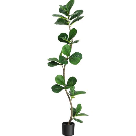 Arbre Ficus Lyre Artificiel Décoratif – Plante Synthétique avec Feuillage Réaliste, Pot Noir, Idéale pour Salon, Bureau, Décoration Intérieure/Supplémentaireérieure, Cadeau Maison-150cm