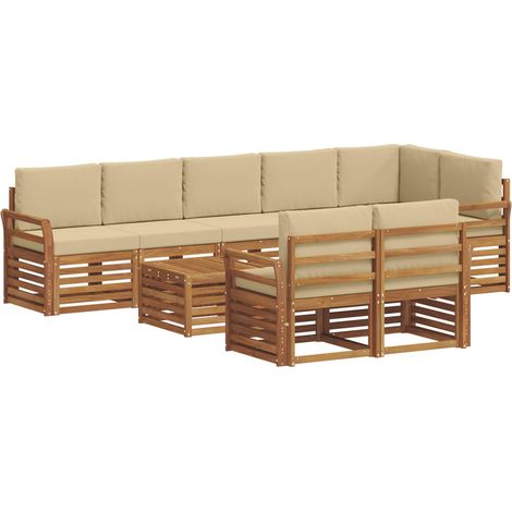 Outdoor Sofa Set 9 pcs Natural and Beige Polyester vidaXL (1/5)