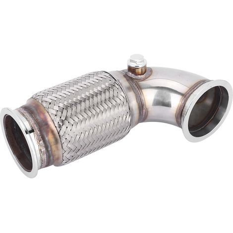 Tuyau 3 pouces acier V-Band vers V-Band descente coudé 90° bas avec soufflet flexible et bouchons O2 (1/4)