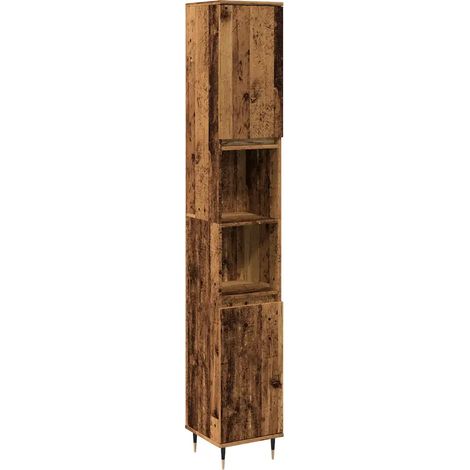 Mueble de baño de diseño industrial de 30 x 30 x 190 cm espacio de almacenamiento óptimo madera reciclada 020051076 (1/5)