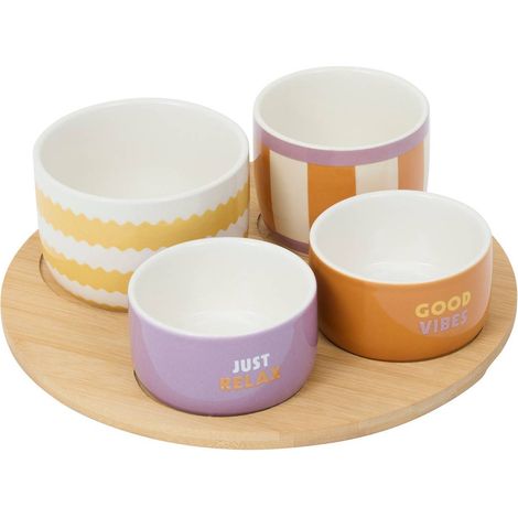 Snack-Set POOL, 5 Teile, vier Schälchen und ein Bambusbrettchen (1/5)