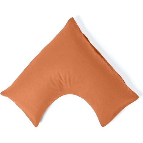 HOMESCAPES Leinen Kopfkissenbezug V Form Burnt Orange, 38 x 76 x 38 x 76 cm (1/5)