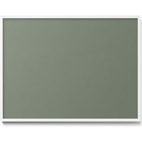 Tableau Magnétique en Métal Tableau pour Magnet - Motif Couleur olive - Minimaliste - Cadre Blanc - 80x60 cm - Plaque Magnétique