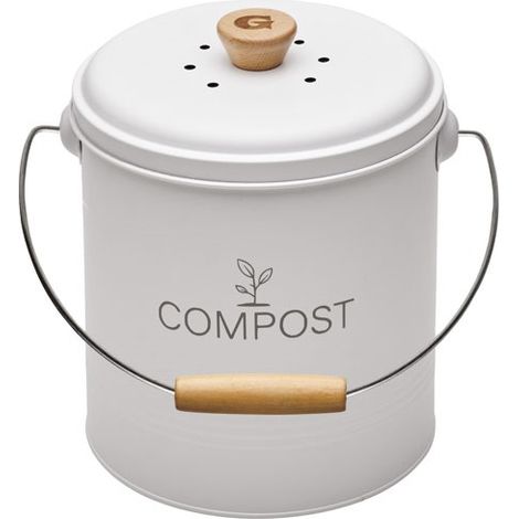 Kompostbehälter 4,5 l rund weiß mit Filter und Kunststoffkübel 3 l – Guillouard