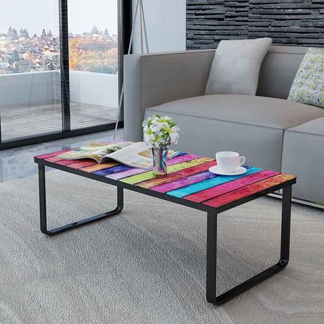 vidaXL Couchtisch mit Glasplatte Regenbogen-Aufdruck (1/5)
