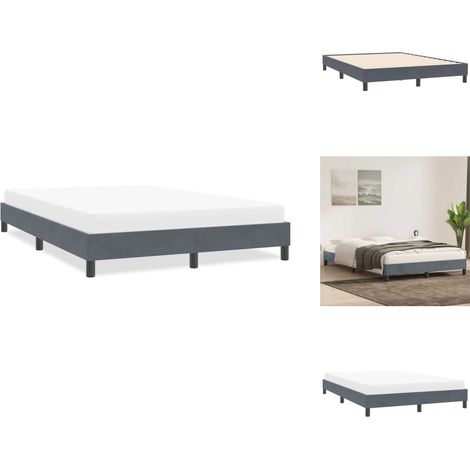 Cadre de lit sans matelas gris foncé 160x210 cm velours - Cadre De Lit - Cadres De Lit - Lit - Meuble De Chambre À Coucher (1/5)