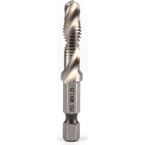 Foret et taraud coniques M8 HSS à queue hexagonale de 1/4" - Pièce pour outil électrique (1/5)