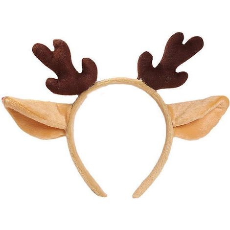 Serre-tête de Noël en bois de renne, barrette en bois de renne pour les cheveux, pince à cheveux en bois de renne pour Noël-28.00X24.00X2.50CM-Brown