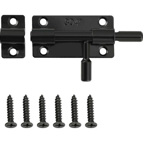 Loquet Porte Loquets et Verrous Porte Fermoir Pratique en SUS 304 Verrou Exterieur pour Portes Fenêtres Clôtures Verrou Porte Coulissante Noir (1/4)
