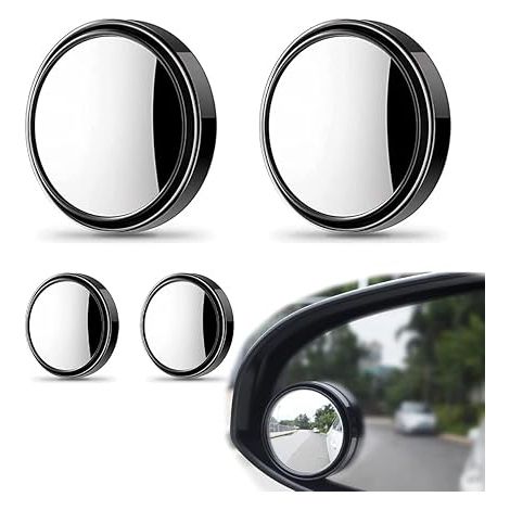 2 paires Rétroviseur Grand Angle, Miroir D'angle Mort De Voiture, 360 ° ronds convexes grand angle pour voiture en verre cristal HD étanche durable sans danger pour les angles morts universel (1/5)