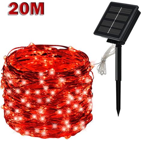 Guirlande Lumineuse Solaire - 200 LED - Fil de Cuivre - Étanche IP65 - 8 Modes - Pour Jardin Extérieur Noël - 20 M (1/5)