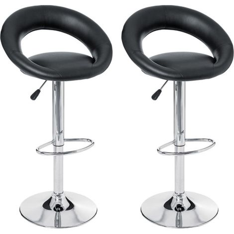 Lot de 2 Tabourets de Bar "Sasha" 80-102cm Noir (1/4)