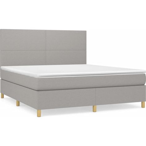 Maison Exclusive - Cama box spring con colchón tela gris claro 18