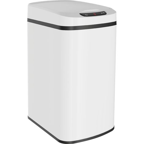 HOMCOM Bidone Immondizia da 12L a Infrarossi in Acciaio Inox 28x22x41 cm Bianco