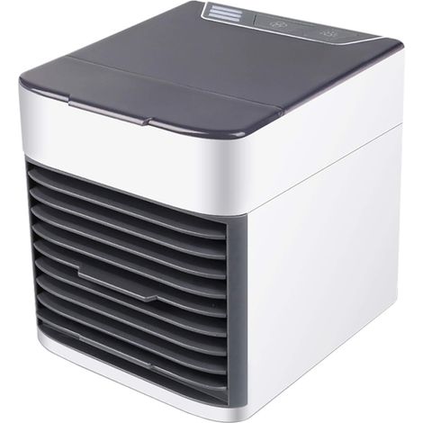 1 Climatiseur portable, Ventilateur 3 vitesses, Rafraîchisseur USB, Humidificateur avec réservoir, Veilleuse LED 7 couleurs pour bureau maison voyage (1/5)