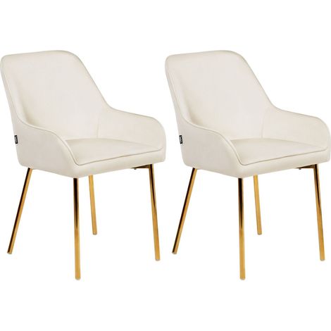 Set of 2 Dining Chairs LOVERNA Velvet Off-White (1/5)