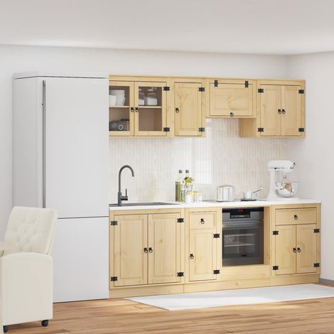 Cabinet SKI 8 pcs Honey Brown Solid Pine Wood vidaXL (1/5)