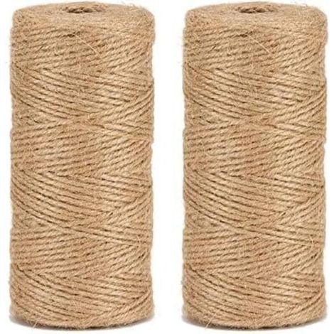 200 m Jute Naturel Ficelle，Cordon de Jardin Artisanat Ficelle, 3 Plis 1.5mm d'épaisseur Jute Corde pour Bricolage Arts et Artisanat Jardinage Décoration Artisanat (2 Rouleaux) (1/5)