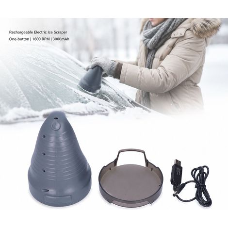 Grattoir à glace électrique Rechargeable USB Sans rayures ABS Gris 16x11cm (1/5)