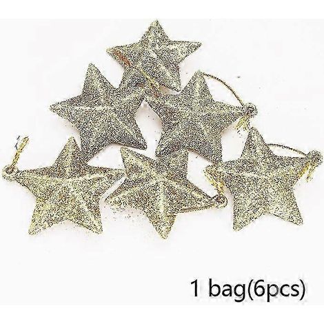 Lot de 6 pendentifs étoiles à cinq branches à paillettes pour décorer votre sapin de Noël (à faire soi-même). (1/2)