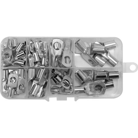 Assortiment de 65 cosses de masse en cuivre etame pour cable de 6 a 25 mm2