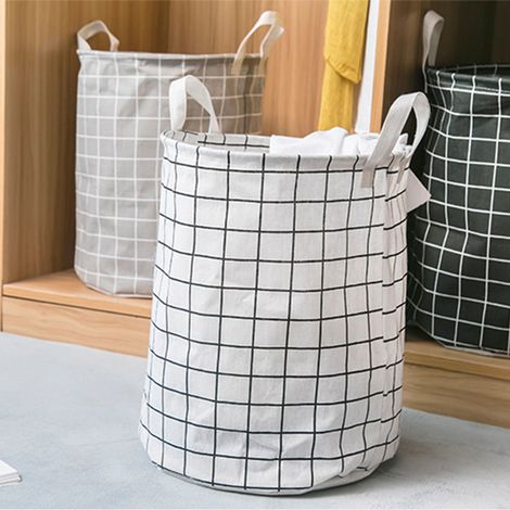 Panier de rangement à grille simple, panier à linge pliable, panier de rangement en tissu, panier divers pour la maison, grille blanche (1/5)