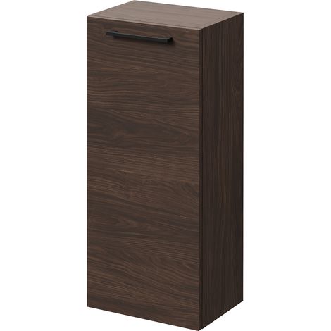 Napoli Brown Oak 350mm Wall Mounted Single Door Side Cabinet - 350mm - Matt Black 160mm Handle