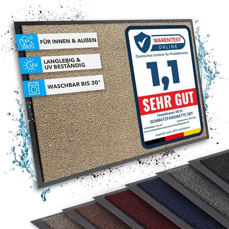 Rhine Tapis d'entrée Lavable, certifié Oeko-Tex Ocre Noir Moucheté, 90 cm x 150 cm (1/5)