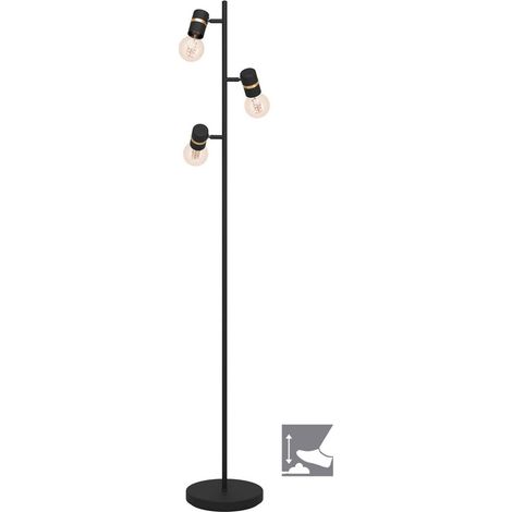 Lampe de support Lurone E27 3x10w L: 20,5 cm B: 5cm H: 160 cm avec interrupteur de repose-pieds (1/5)