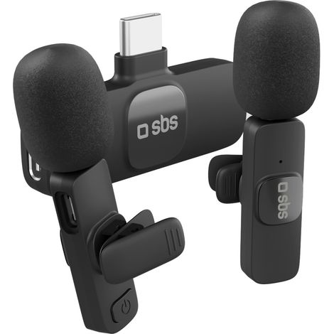 Microphones cravate sans fil avec récepteur USB-C, noir - 2 pièces. (1/3)