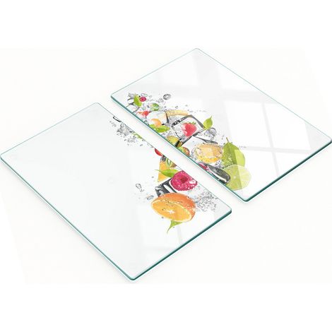Tablas de cortar de cristal para cocina con estampado de frutas y hielo, 2 x 30 x 52 cm. (1/5)