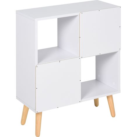 Freestanding 4 Cube Unit Cabinet Unit w 3 Fabric Drawers Handles Home Office Storage Shelves (1/5)