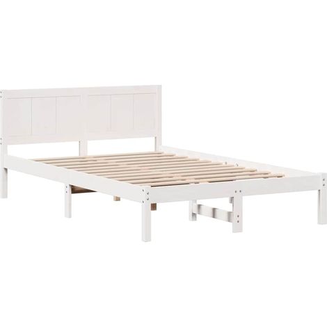Lit double,Lit adulte,Cadre de lit Blanc 140 x 190 cm Bois de pin massif CFW9822071 (1/5)