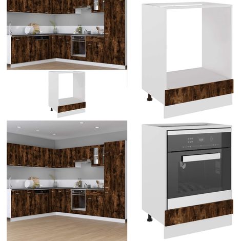 Herdumbauschrank Räuchereiche 60x46x81,5 cm Holzwerkstoff - Herdumbauschrank - Backofenschrank - Küchenmöbel - Holzschrank - Esszimmertisch - Home & Living