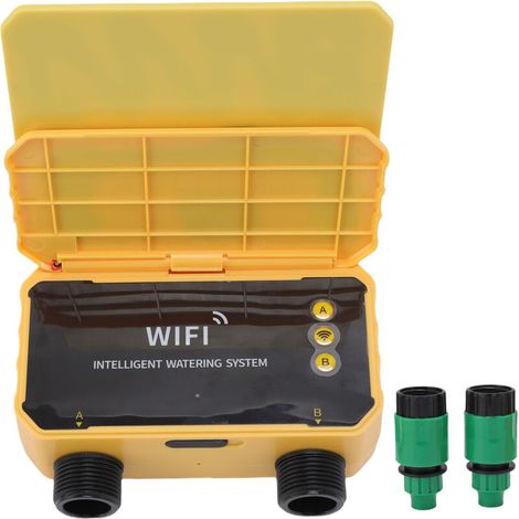 Minutero de lavado WiFi, retardador de lluvia, control por aplicación, agua solar para 2 zonas con filtro de precisión, para villa, patio, balcón, jardín (1/5)