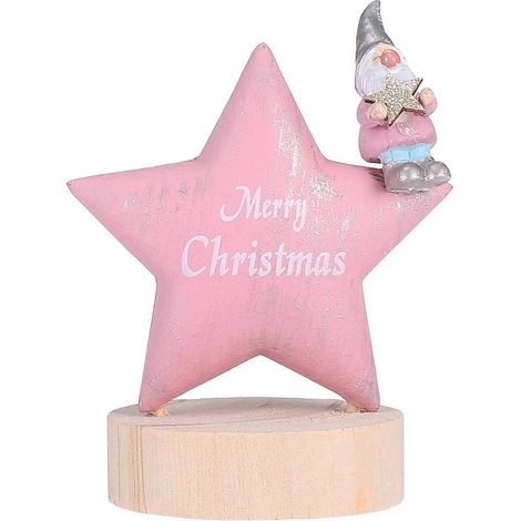 Étoiles décoratives de Noël en bois, ornement en bois, décoration de table créative-11X6.2X6.2CM-Pink (1/3)