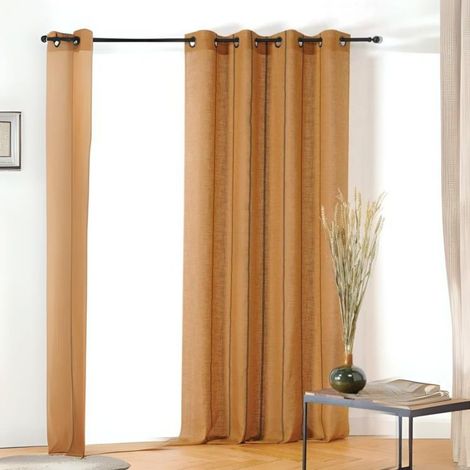 Voilage aux fines rayures noires Cuivre 145x260 cm (1/3)