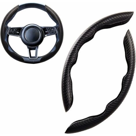 Sport Couvre Volant Voiture Forme Ronde & D Universel Suède/Fibre de Carbone Mode Housse Volant Voiture Segmentées Respirant Antidérapant 38cm(15\ (1/3)