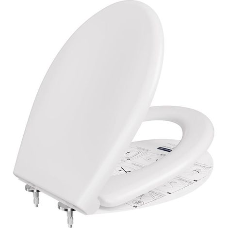 - WC-Sitz - Absenkautomatik - Antibakterielles Duroplast - Für O-förmige WC-Becken - Weiß - 45 x 36 cm (1/5)