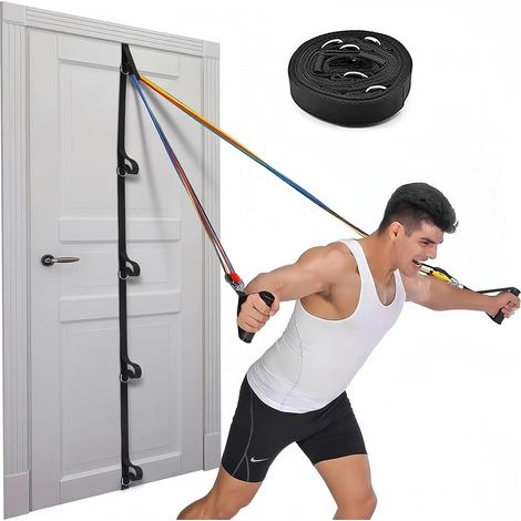 Sangle d'ancrage Porte pour Exercices Bandes Résistance, Fixation Multi-Points d'ancrage pour Fitness Maison, Facile à Installer (1/5)