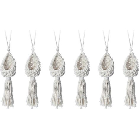 6x Suspension pour plante aérienne en macramé bohème, panier suspendu en corde pour Tillandsia, décoration florale pour la maison (13 cm) (1/4)