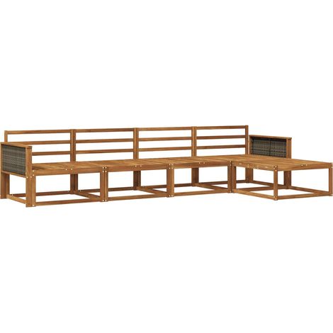 Set di divani da esterno 5 pz Salotto da Giardino Naturale (1/5)