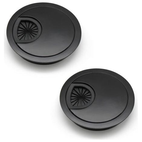 Sollbry 2 Pièces Passe Cable  60 mm ， Couvercle du Trou de Câble pour Bureaux, Bureaux et Plans de Travail， Noir ， Alliage de Zinc